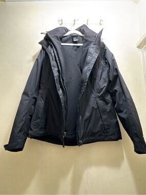 The North Face Women’s Black Hooded Raincoat Jacket with removable liner